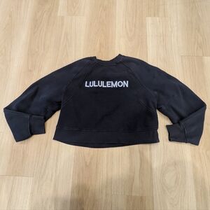 Lululemon Dark Blue Cropped Crewneck With Light Blue Embroidery Size Xs/S